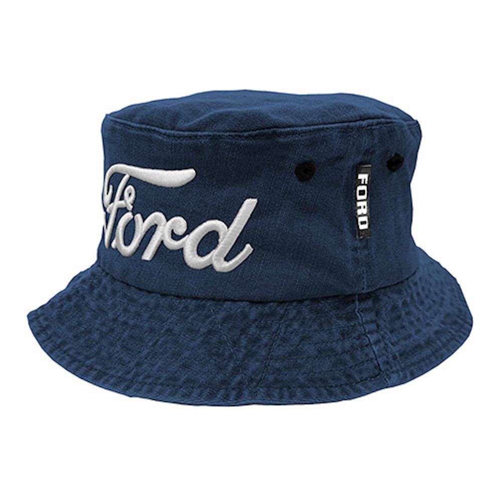 Ford Logo Blue Faded Denim Bucket Hat One Little Footy Fan